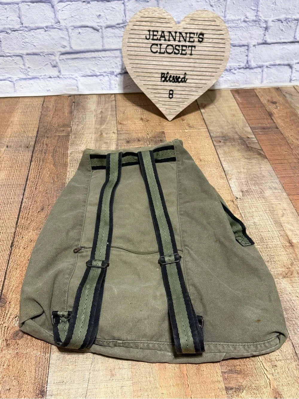 Zodiac Army Olive Drab Canvas Drawstring Backpack Rucksack ZA03-98967-1245